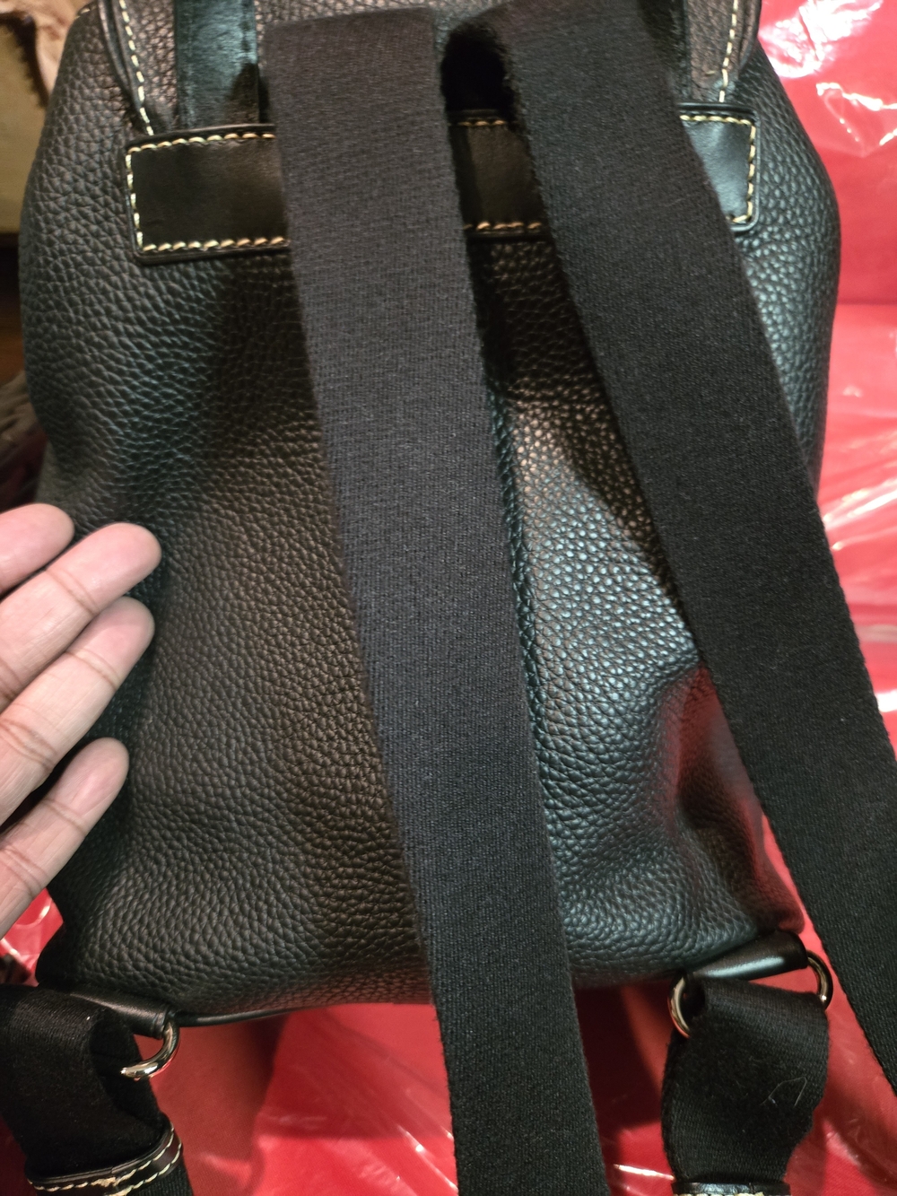Dooney & Bourke Black Pebbled Leather Drawstring Backpack. Like New!🌻 - Picture 8 of 12